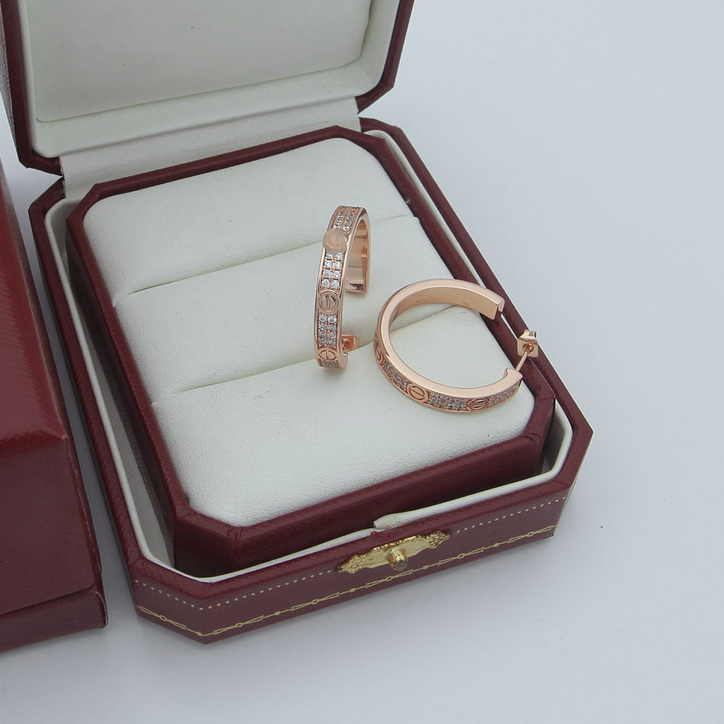 [Rosla]LOVE EARRINGS 3.6MM DIAMOND PAVED