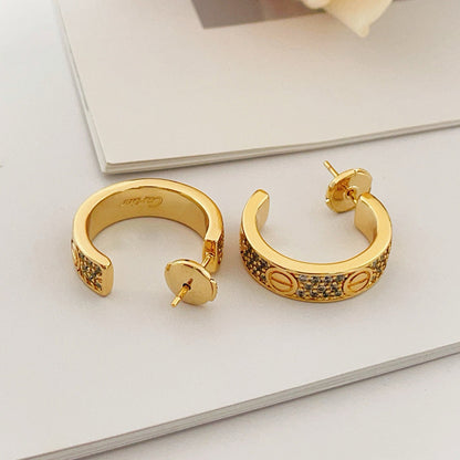 [Rosla]LOVE 5.5MM DIAMOND PAVED EARRINGS