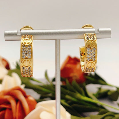 [Rosla]LOVE 5.5MM DIAMOND PAVED EARRINGS