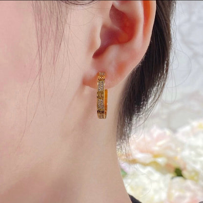 [Rosla]LOVE EARRINGS 3.6MM DIAMOND PAVED