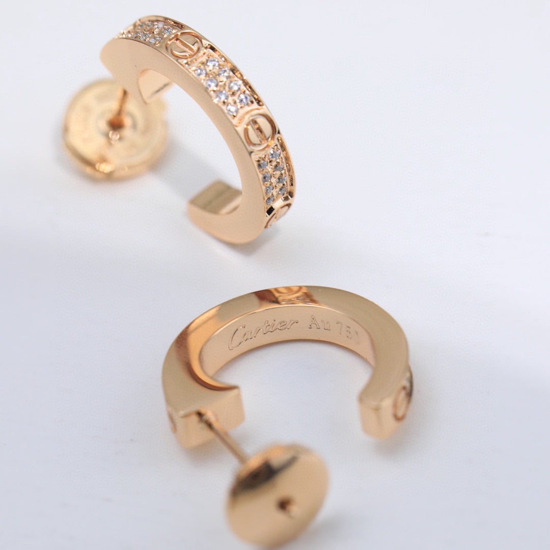 [Rosla]LOVE 5.5MM DIAMOND PAVED EARRINGS