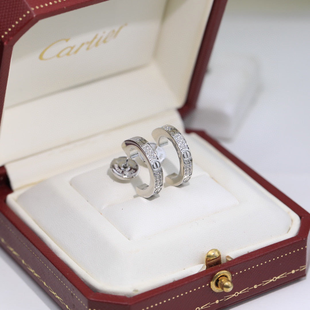 [Rosla]LOVE 5.5MM DIAMOND PAVED EARRINGS