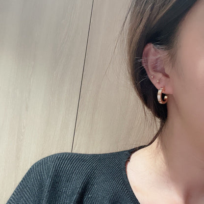 [Rosla]LOVE 5.5MM DIAMOND PAVED EARRINGS