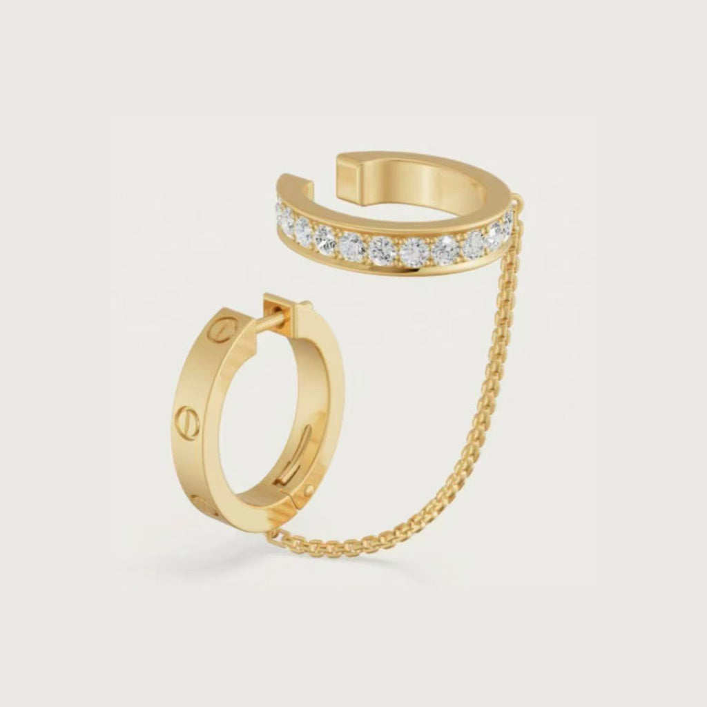 [Rosla]LOVE 3.0MM HALF DIAMOND EARRINGS