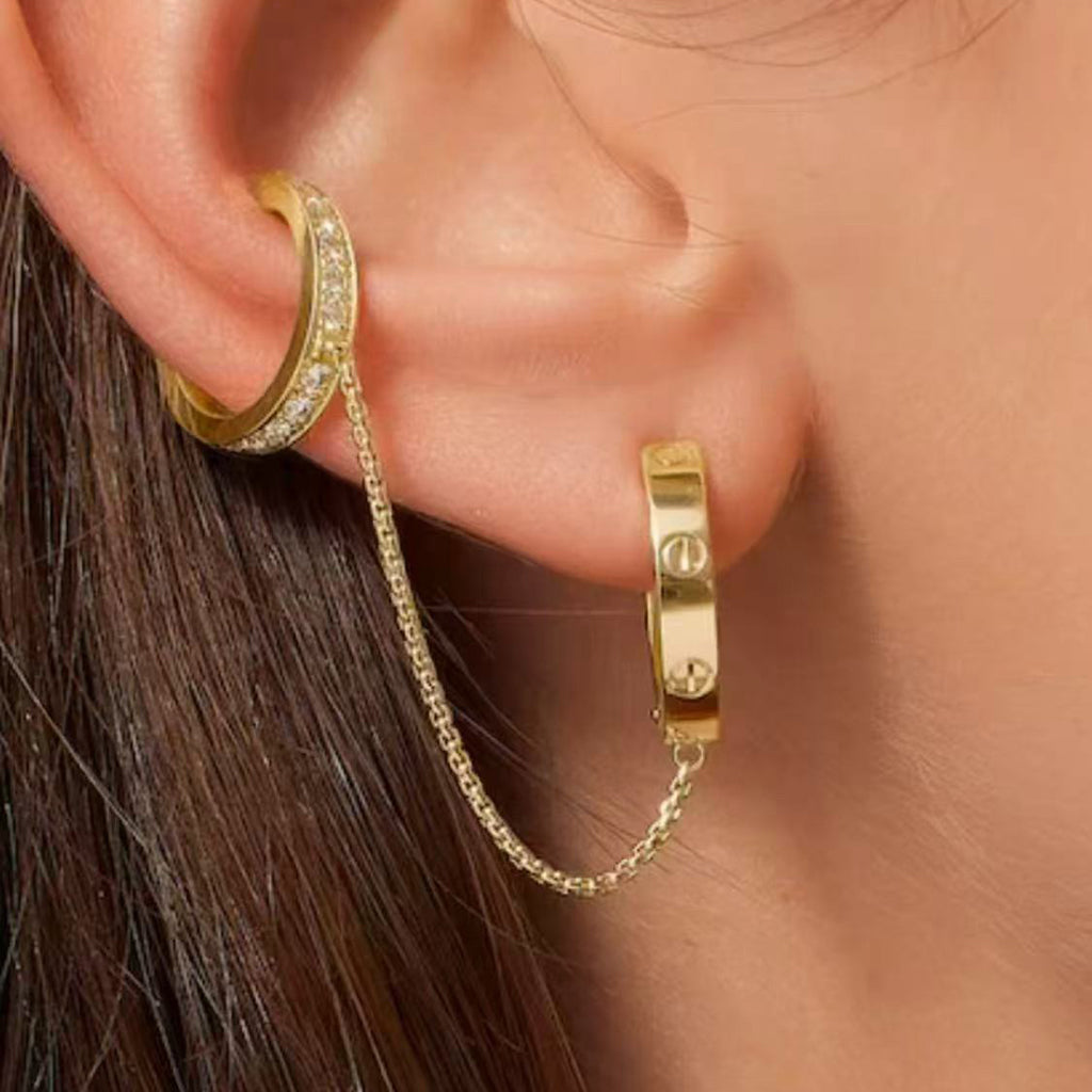 [Rosla]LOVE 3.0MM HALF DIAMOND EARRINGS