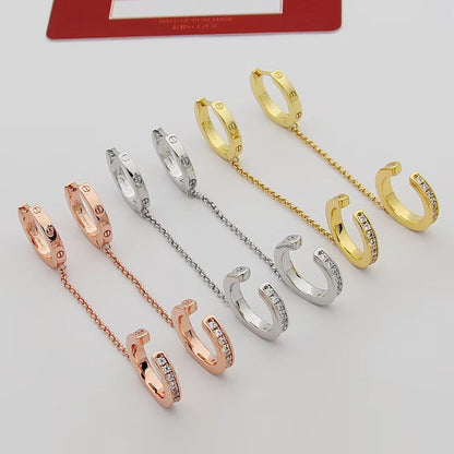 [Rosla]LOVE 3.0MM HALF DIAMOND EARRINGS