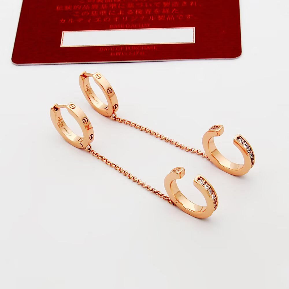 [Rosla]LOVE 3.0MM HALF DIAMOND EARRINGS