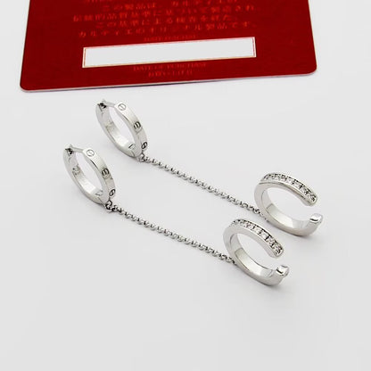 [Rosla]LOVE 3.0MM HALF DIAMOND EARRINGS