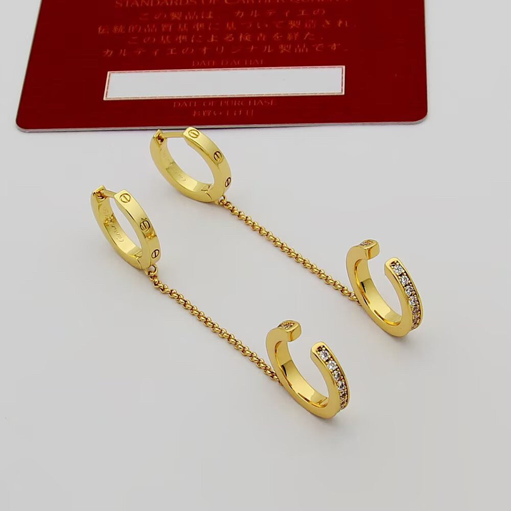 [Rosla]LOVE 3.0MM HALF DIAMOND EARRINGS