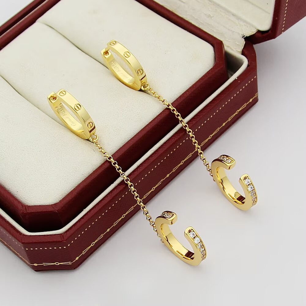 [Rosla]LOVE 3.0MM HALF DIAMOND EARRINGS
