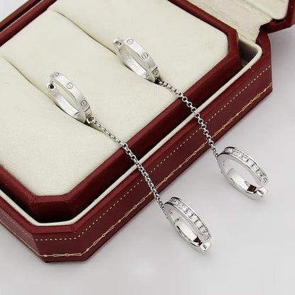 [Rosla]LOVE 3.0MM HALF DIAMOND EARRINGS