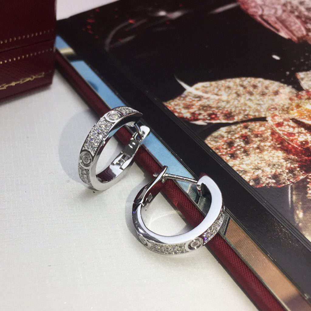 [Rosla]LOVE 5.5MM DIAMOND PAVED EARRINGS