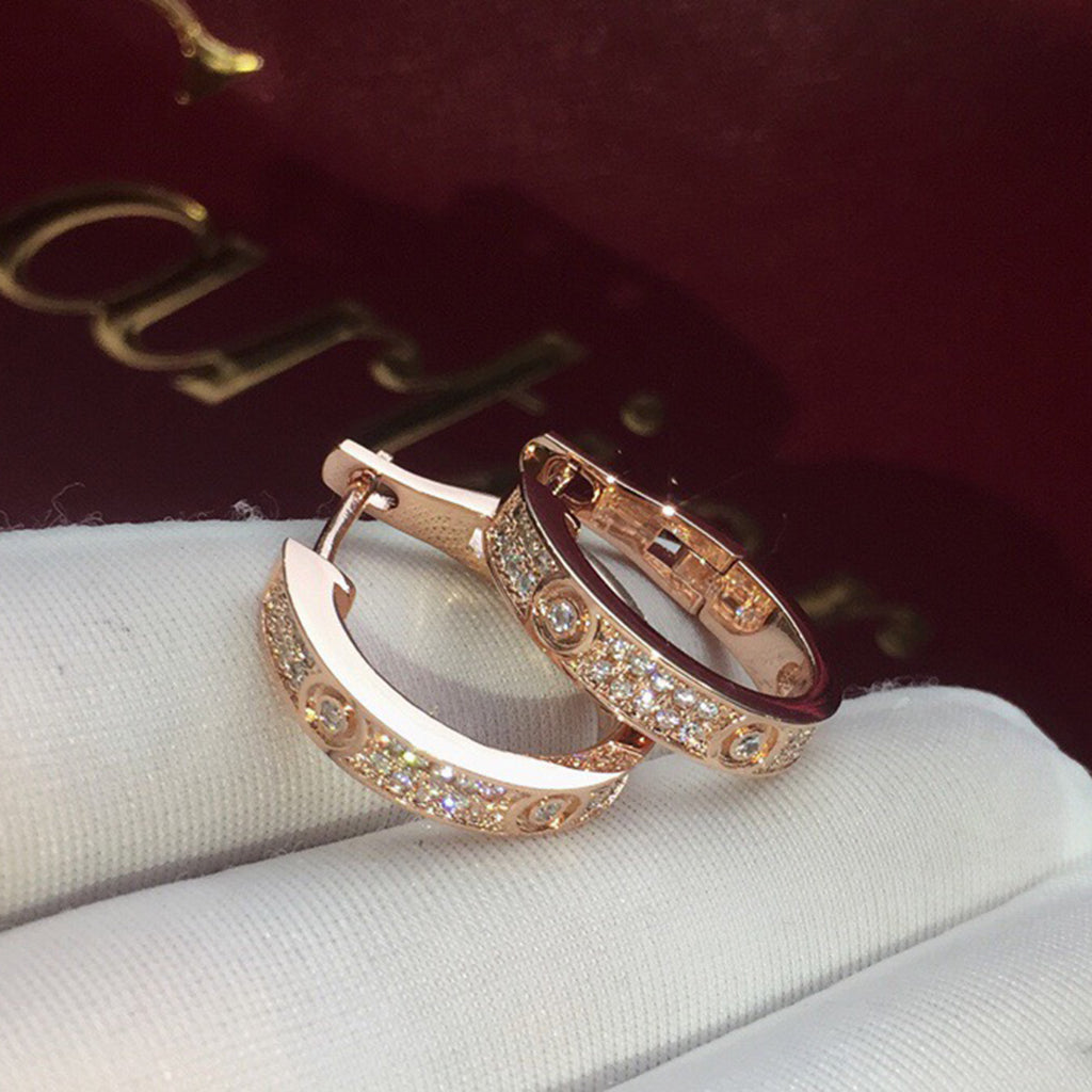 [Rosla]LOVE 5.5MM DIAMOND PAVED EARRINGS