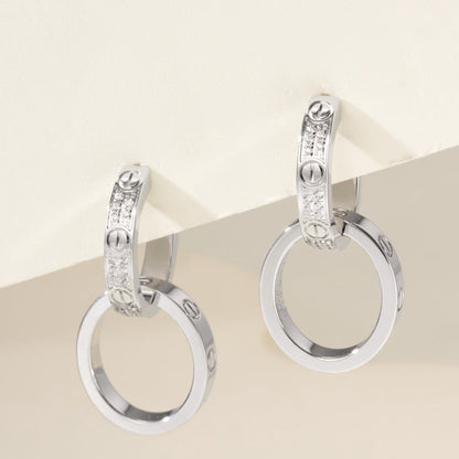 [Rosla]LOVE 3.3MM DANGLE HALF DIAMOND EARRINGS