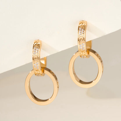 [Rosla]LOVE 3.3MM DANGLE HALF DIAMOND EARRINGS