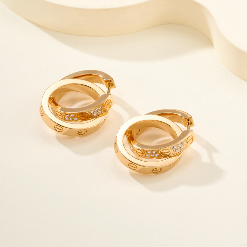 [Rosla]LOVE 3.3MM DANGLE HALF DIAMOND EARRINGS