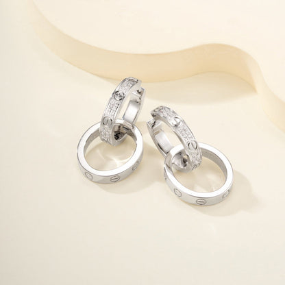 [Rosla]LOVE 3.3MM DANGLE HALF DIAMOND EARRINGS