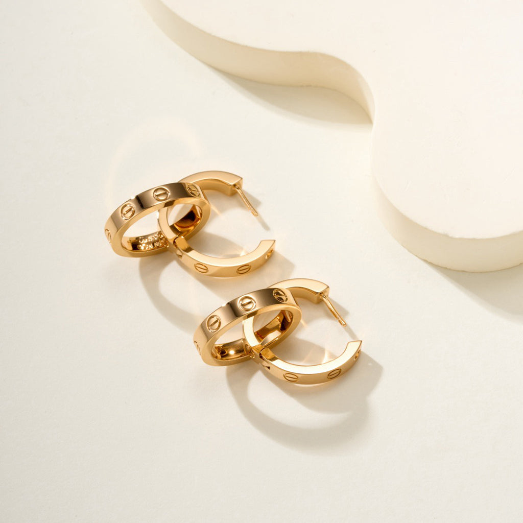 [Rosla]LOVE 3.3MM DANGLE HALF DIAMOND EARRINGS