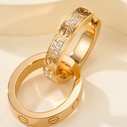 [Rosla]LOVE 3.3MM DANGLE HALF DIAMOND EARRINGS