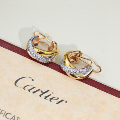 [Rosla]TRINITY HALF DIAMOND  CLASSIC EARRINGS