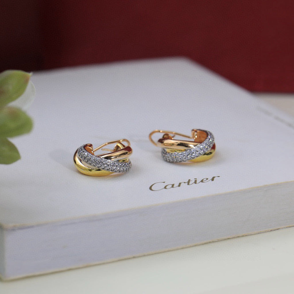 [Rosla]TRINITY HALF DIAMOND  CLASSIC EARRINGS
