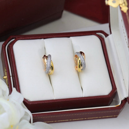 [Rosla]TRINITY HALF DIAMOND  CLASSIC EARRINGS