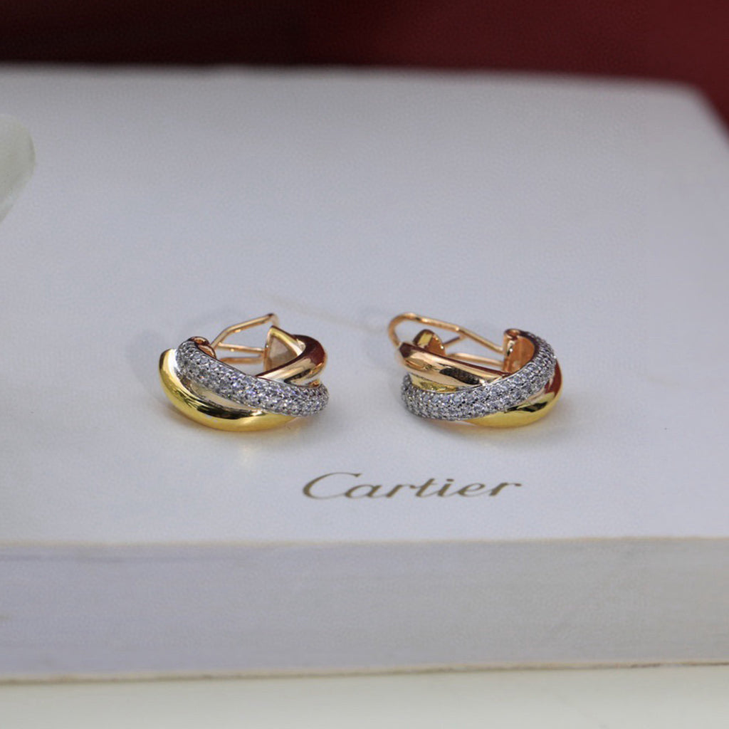 [Rosla]TRINITY HALF DIAMOND  CLASSIC EARRINGS