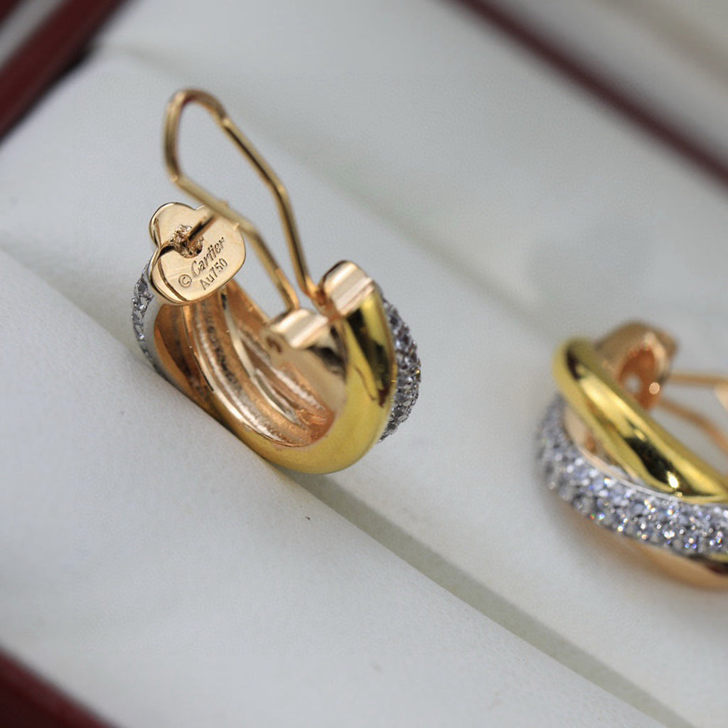 [Rosla]TRINITY HALF DIAMOND  CLASSIC EARRINGS