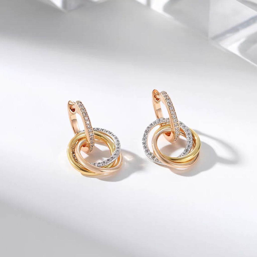 [Rosla]TRINITY HALF DIAMOND  EARRINGS