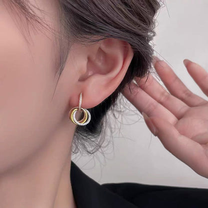 [Rosla]TRINITY HALF DIAMOND  EARRINGS