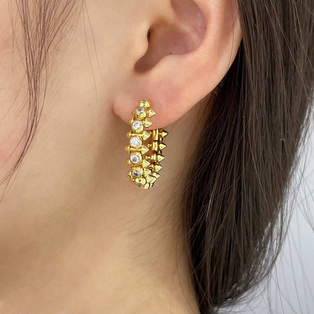 [Rosla]CLASH FULL DIAMOND MEDIUM EARRINGS