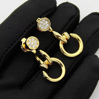[Rosla]JUSTE HALF DIAMOND DOUBLE EARRINGS