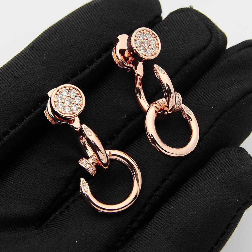 [Rosla]JUSTE HALF DIAMOND DOUBLE EARRINGS