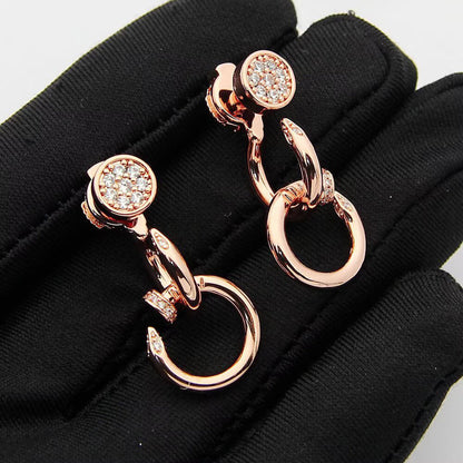 [Rosla]JUSTE HALF DIAMOND DOUBLE EARRINGS