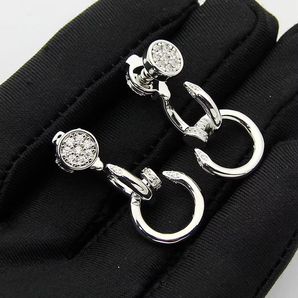 [Rosla]JUSTE HALF DIAMOND DOUBLE EARRINGS