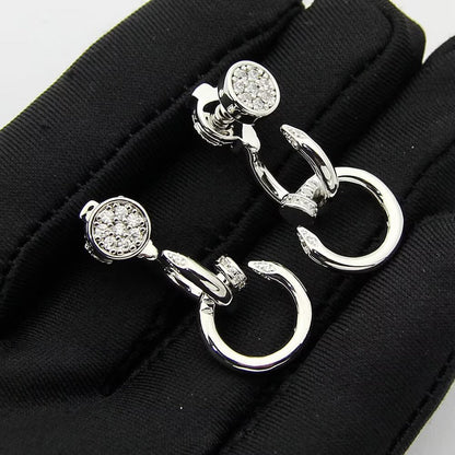 [Rosla]JUSTE HALF DIAMOND DOUBLE EARRINGS