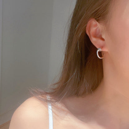 [Rosla]JUSTE FULL DIAMOND DOUBLE EARRINGS