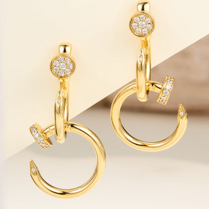 [Rosla]JUSTE HALF DIAMOND DOUBLE EARRINGS