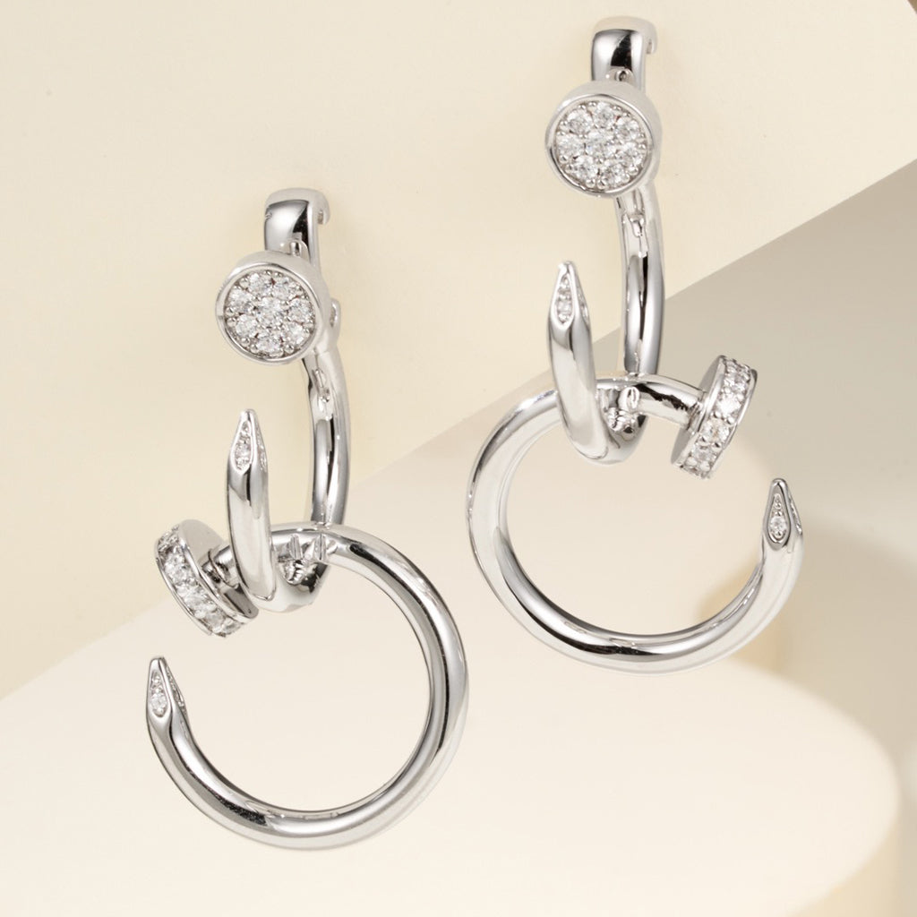 [Rosla]JUSTE HALF DIAMOND DOUBLE EARRINGS
