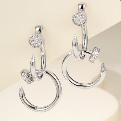 [Rosla]JUSTE HALF DIAMOND DOUBLE EARRINGS