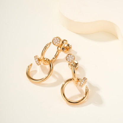 [Rosla]JUSTE HALF DIAMOND DOUBLE EARRINGS