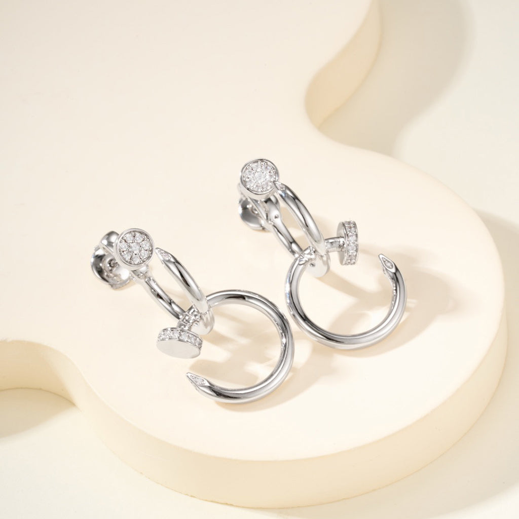 [Rosla]JUSTE HALF DIAMOND DOUBLE EARRINGS