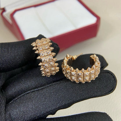 [Rosla]CLASH 9.2MM FULL DIAMOND DOUBLE ROW EARRINGS