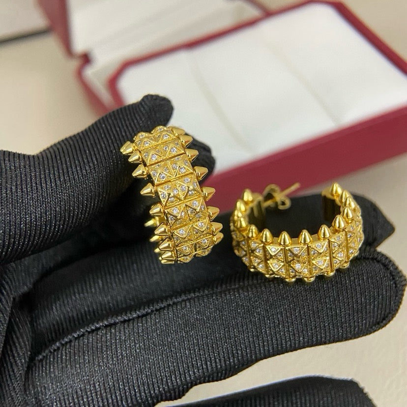 [Rosla]CLASH 9.2MM FULL DIAMOND DOUBLE ROW EARRINGS