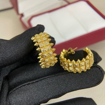 [Rosla]CLASH 9.2MM FULL DIAMOND DOUBLE ROW EARRINGS