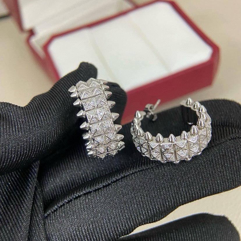 [Rosla]CLASH 9.2MM FULL DIAMOND DOUBLE ROW EARRINGS