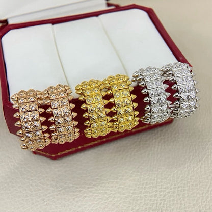 [Rosla]CLASH 9.2MM FULL DIAMOND DOUBLE ROW EARRINGS