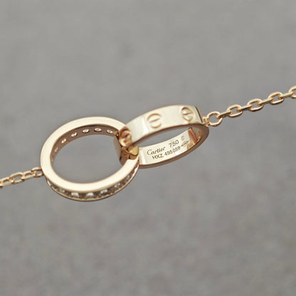 [Rosla]LOVE DOUBLE RING HALF DIAMOND NECKLACE