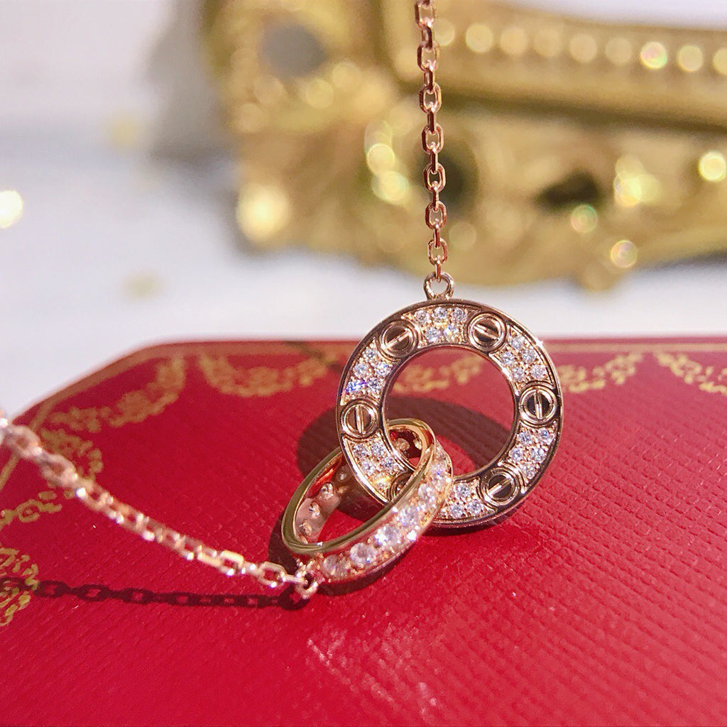 [Rosla]LOVE  FULL DIAMOND PENDANT NECKLACE