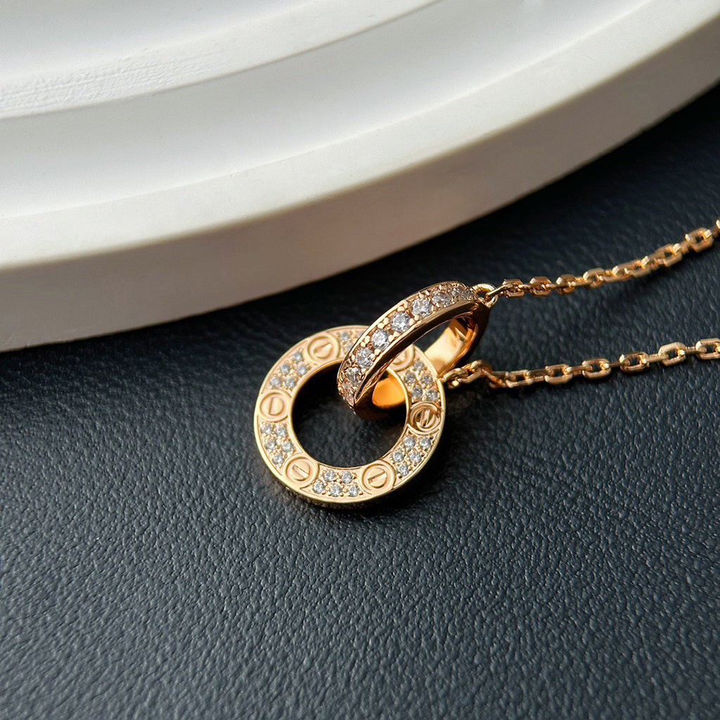 [Rosla]LOVE  FULL DIAMOND PENDANT NECKLACE